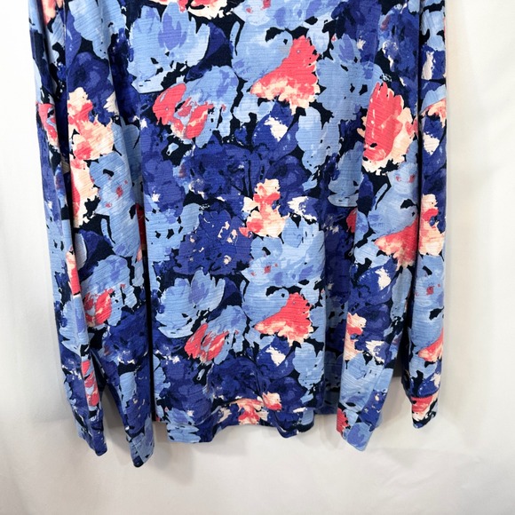Talbots Plus Size 3XP Pullover Floral Quarter Zip Long Sleeve Sweatshirt 1719 - Picture 9 of 9
